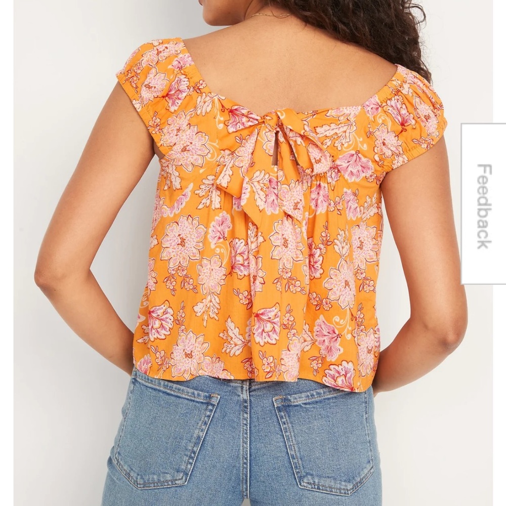 Floral-Print Tie-Back Swing Top